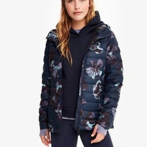 Lole Navy Floral Ultralight Puffer Jacket